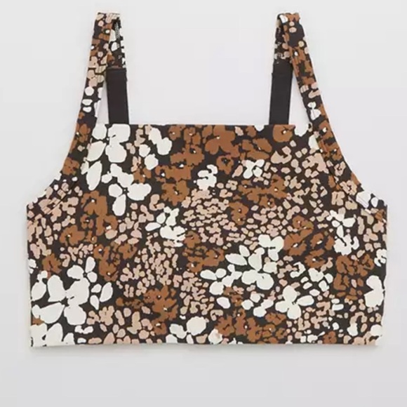 Aerie Brown and Cream Floral Bike Shorts Set - Picture 3 of 5